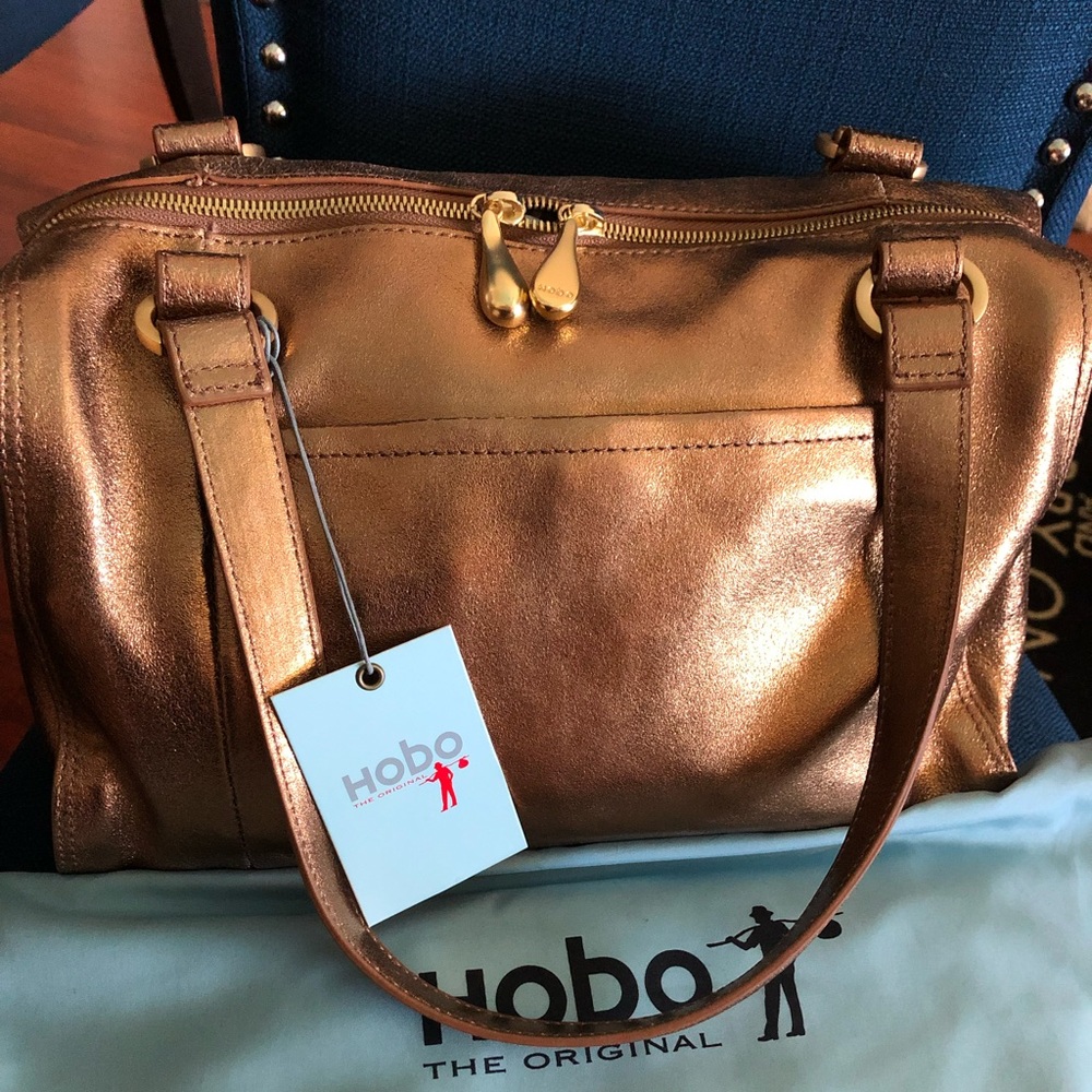 NWT HOBO Monika Metallic Shoulder Bag-Copper